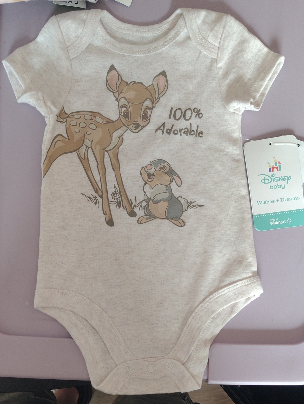Disney 100% Adorable Bambi & Thumper One-Piece Bodysuit - Cream